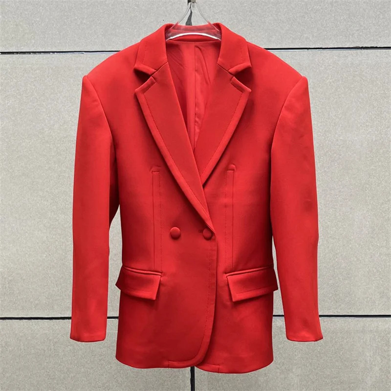 womens blazer autumn in outerwears double breasted slim fit Womens suit jacket High quality long sleeved top 241112