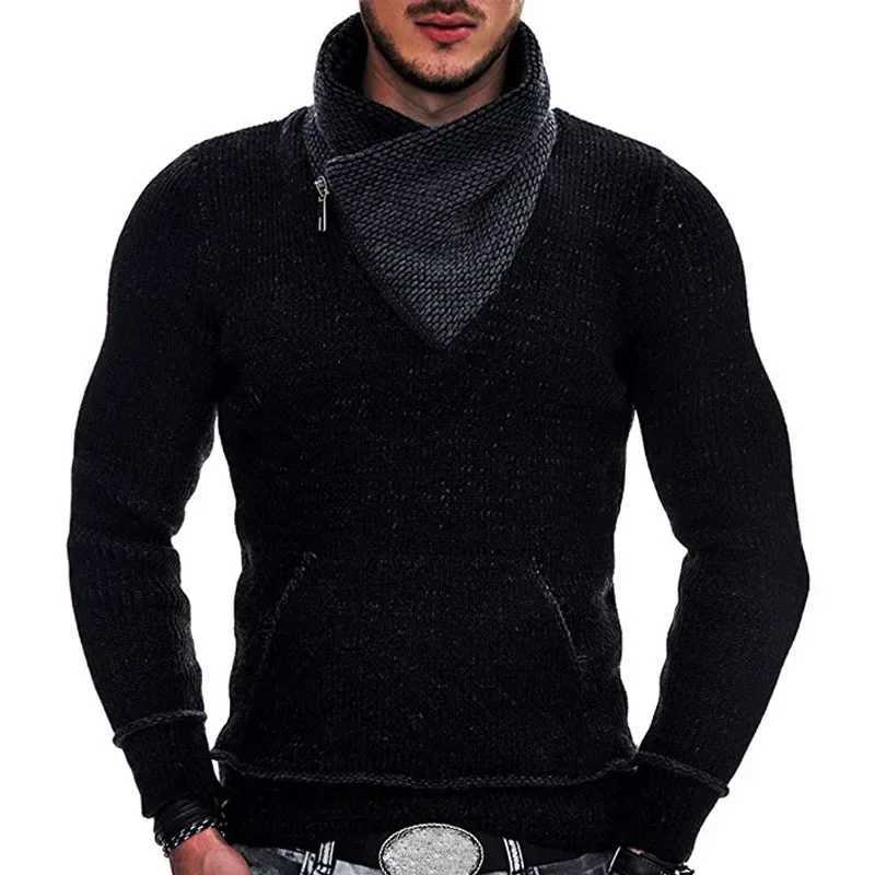 Autumn and Winter Mens Casual Solid Turtle Neck Mens Sweater Long Sleeve Knitted Sweater Pulling Flower Mens Ultra Thin Mens Jumper W2411111