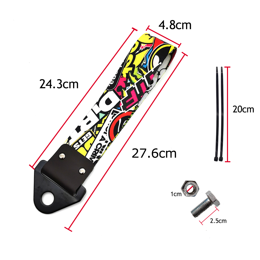 New Decorative Car Tow Strap Universal JDM RACING Car Tow Auto Trailer Ropes Front and Rear Bumper Trailer Towing Strap Decor