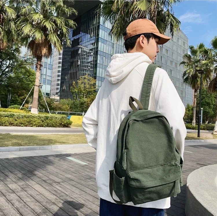 Canvas large capacity college laptop backpack youth Glenger Y2K 90s fashion textile fabric travel Kavay Knapsack bag 241111