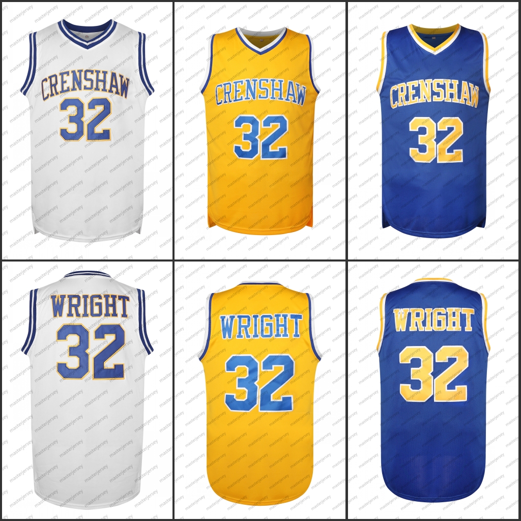 #32 WRIGHT Men's Basketball Jersey Sweatshirt - Embroidered Movie Mesh Letters & Numbers, Crew Neck Sleeveless Training Vest, Loose Fit Athletic 