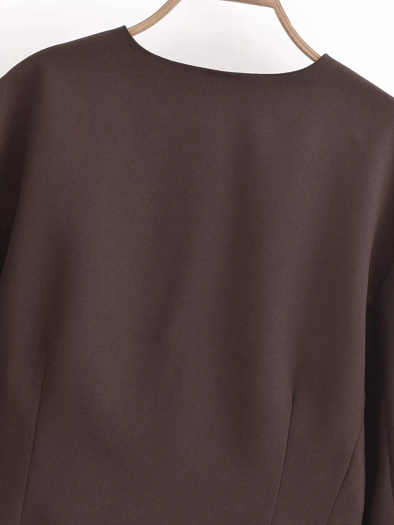 Y2K TRAF Balloon Version Women Blazer Coat 2024 Female O-Neck Long Sleeve Loose Outerwear Lady Chic Single-breasted Jackets 241112