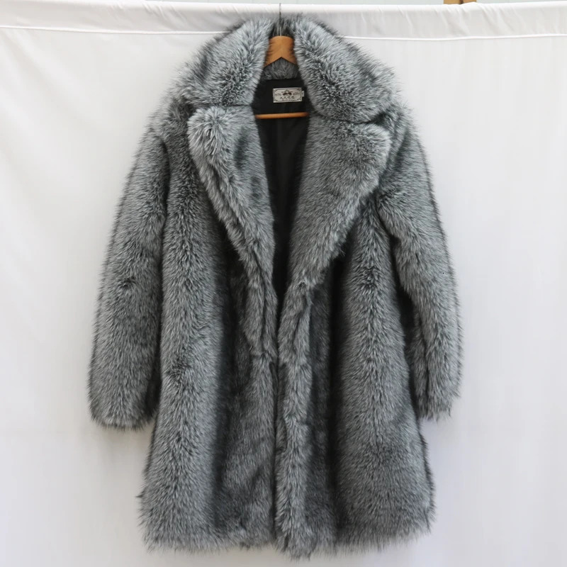 Mens fur coat mink long coat plus size winter thick and warm windbreaker 241112