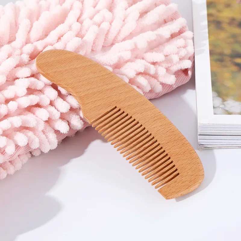 Baby brush and comb set wooden handle baby round brush natural goat hair brush baby cradle cap brush W241112
