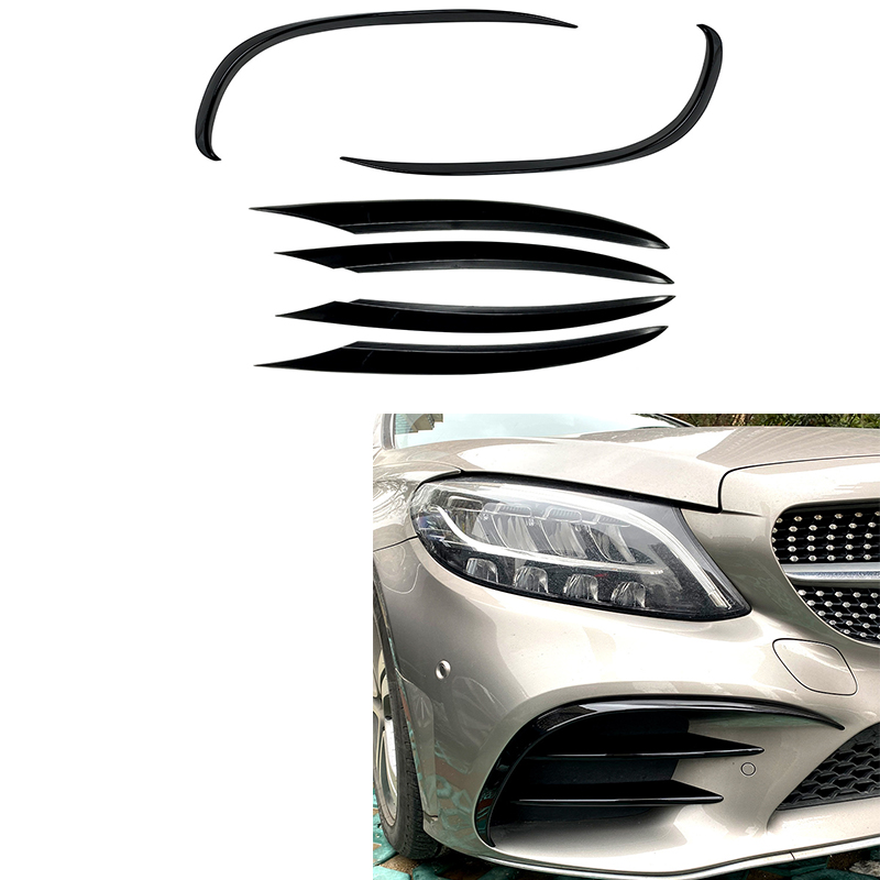 For Mercedes Benz C Class C200 C260 W205 2019-2023 Car Front Fog Lamp Strip Air Intake Grille Slats Trim Cover Auto Accessories e0f6e