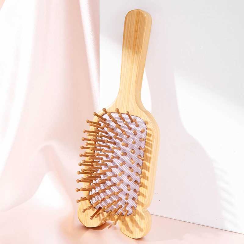 Charming bear shaped solid wood massage comb anti-static bamboo and wooden comb suitable for women - air cushion scalp and meridian relief W241112
