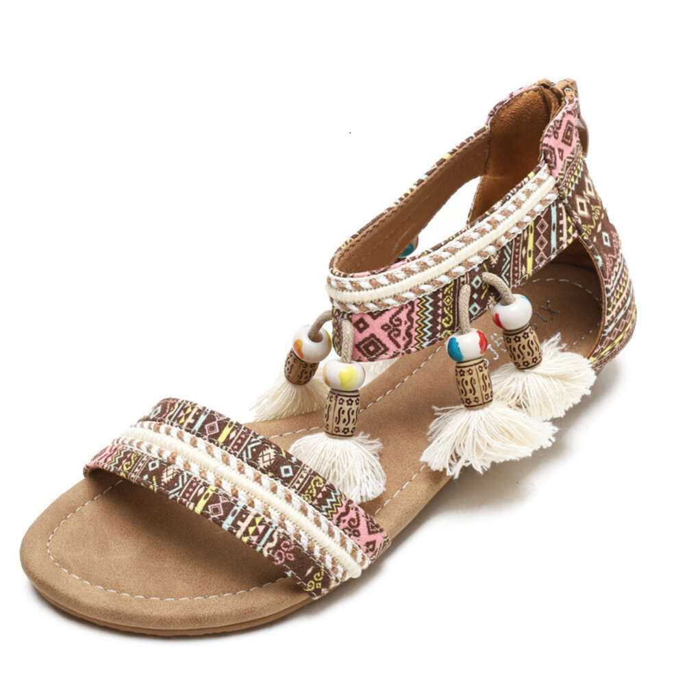 Bohemian Poe Heel Female Xia Ethnic Fairy Wind Open Toe Beach Tourism Roman Sandals ddmythur