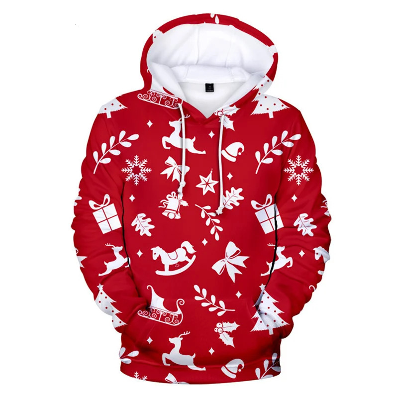 Christmas Style Mens Hooded Sweatshirt Autumn Winter Long Sleeve Snowflakes 3D Print Street Hoodies Tops 6XL Big Size 241111