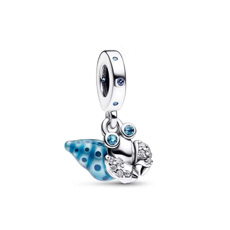 Silver Charm Fish, Sea Turtle Conch Triple Dangle Charm Jellyfish Bead Fit Original Bracelet Women Jewelry DIY