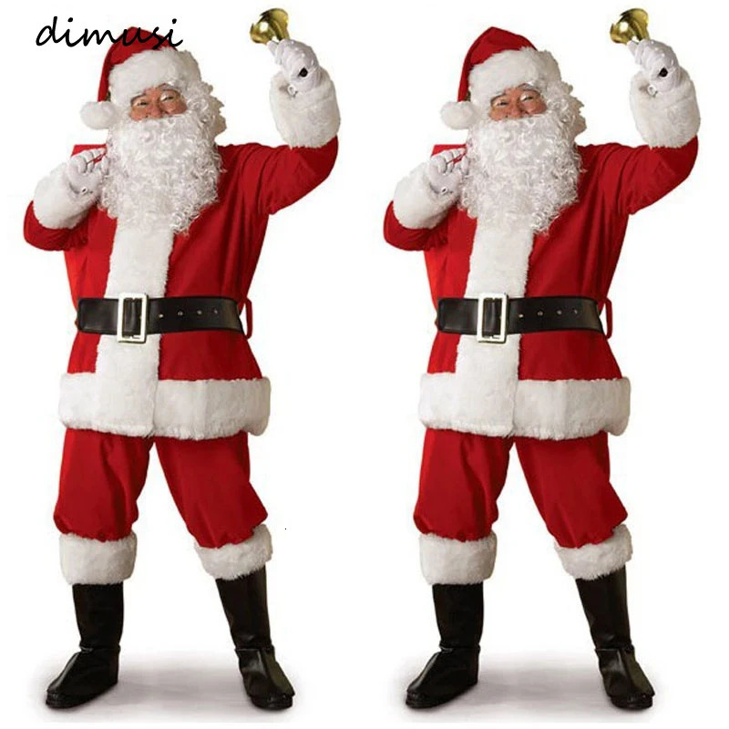 DIMUSI Santa Claus Cosplay Costume Daddy In Costume Clothes Dressed At The Christmas Of Men Five Bunslot Suit For Warm Adults 241111