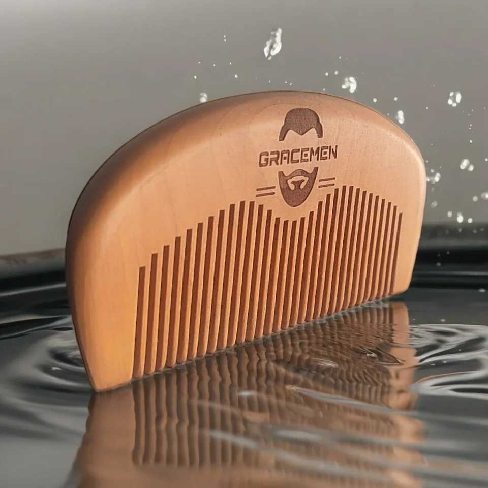 Gracemen 00% wood grain comb pocket small anti-static peach wood grain comb premium gift for men and women W241112