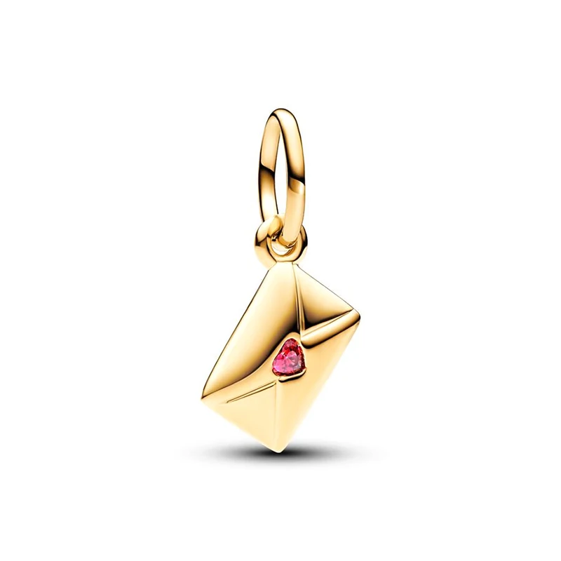 2024 New 14K Gold Silver Love Letter Envelope Dangle Charm Bead Fit S925 Snake Bracelets Women Jewelry Gift DIY