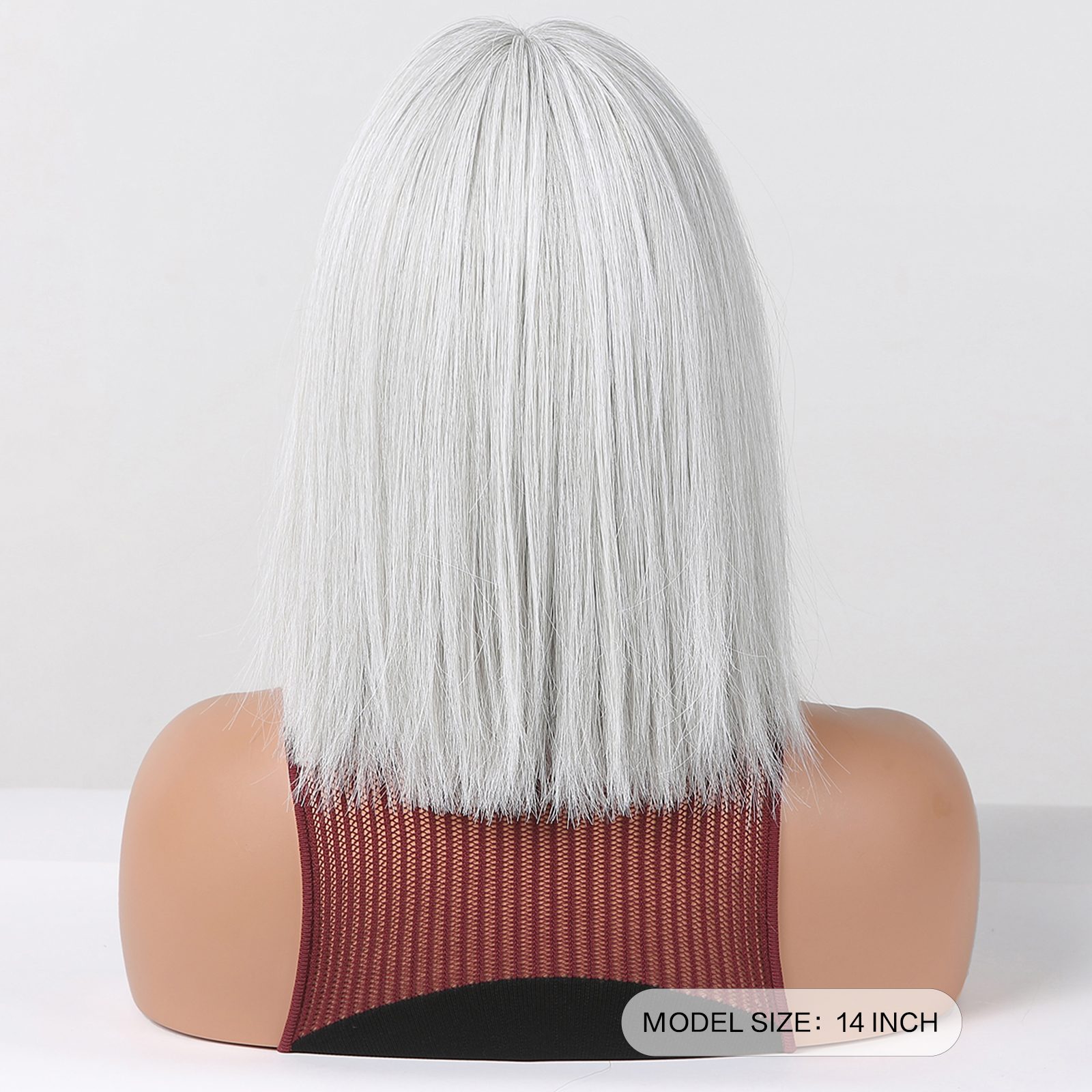 Sier Blonde Synthetic Wigs with Bangs Short Bob Silky Straight Hair Cosplay Lolita Wig High Temperature Fiber for White Women 1a254