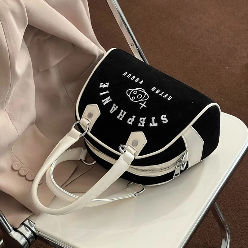 HAEX Retro Women Baseball Handbags Fashion Embroidery Small Capacity Boston Crossbody Shoulder Bags y Sac A Main Femme 241111