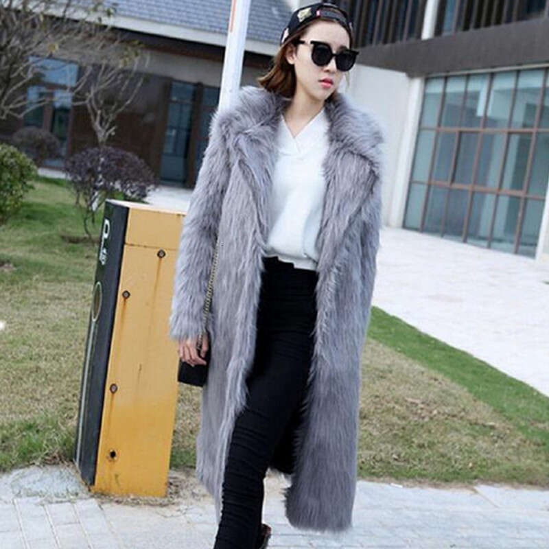 shanshi fur coat women Autumn and winter faux women's long synthetic coat fox fur