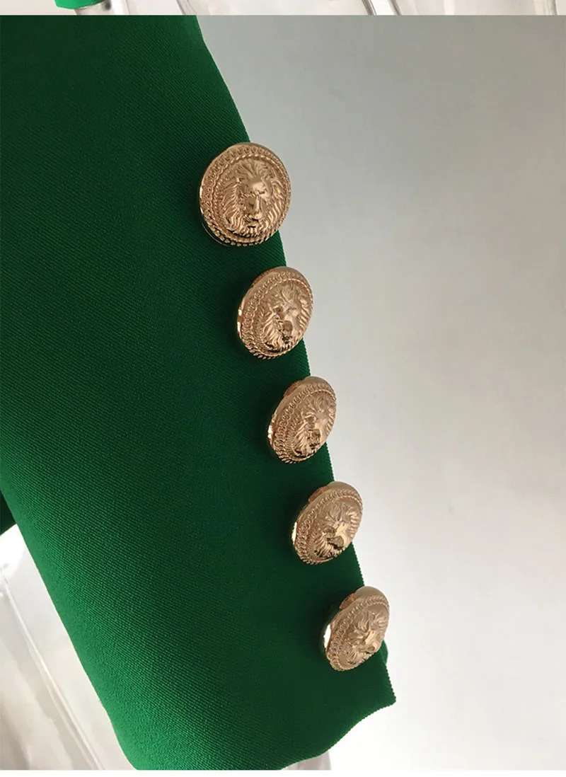 HIGH STREET Stylish ner Blazer Womens Double Breasted Lion Buttons Slim Fitting Jacket 241112