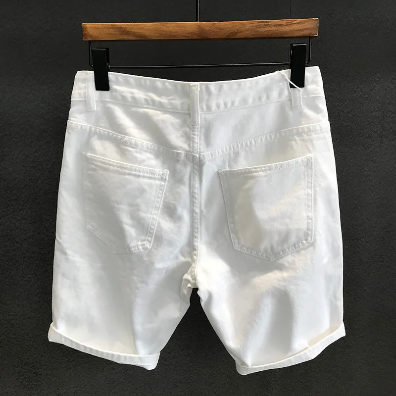 summer mens White hole Shorts fashion Scratched Beggar Jogger 5 points short pants 240409