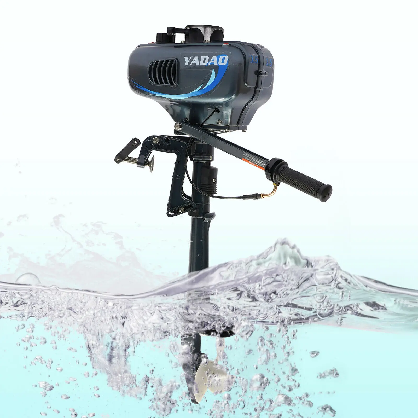 Grey 3.5HP 49cc Boat Outboard Motor Short Shaft 2 Stroke Gasoline Engine Half Water-cooling and Air-cooling System