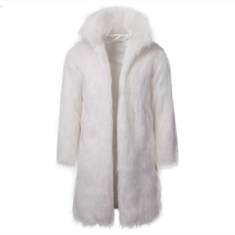 shanshi fur coat women Men's winter clothing imitation black and white fashionable personality casual men's long fur coat