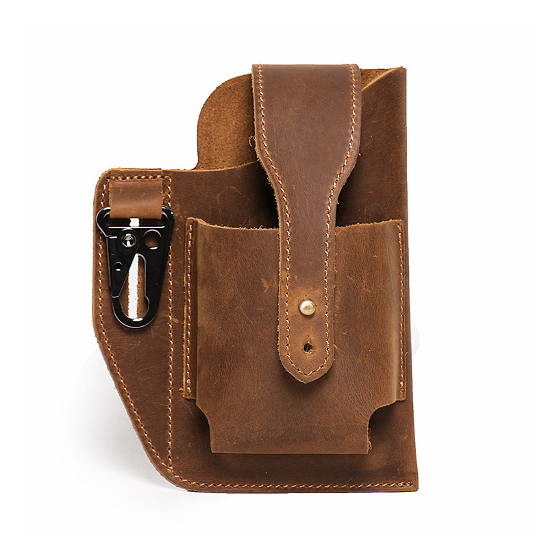 Vintage Genuine Leather Waist Bag Men Belt Mobile Phone Protective Case Outdoor Tactical 955b9