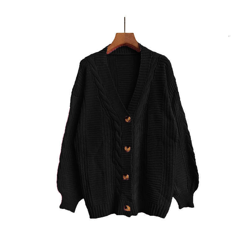 Lantern sleeve knitted cardigan women's 2024 autumn new loose V-neck sexy sweater jacket