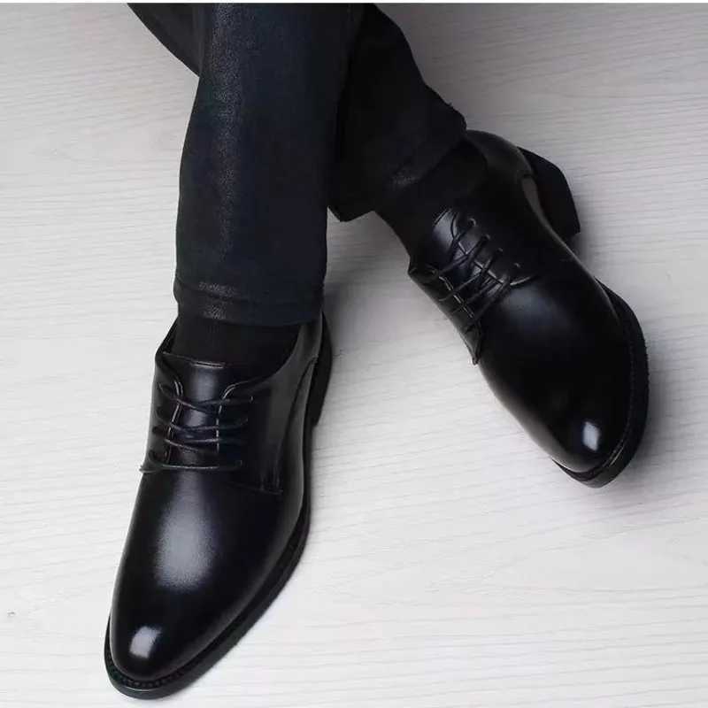 Autumn Spring and British Business Formal Leather Men Heightening Single Casual Shoes Suit Z250508