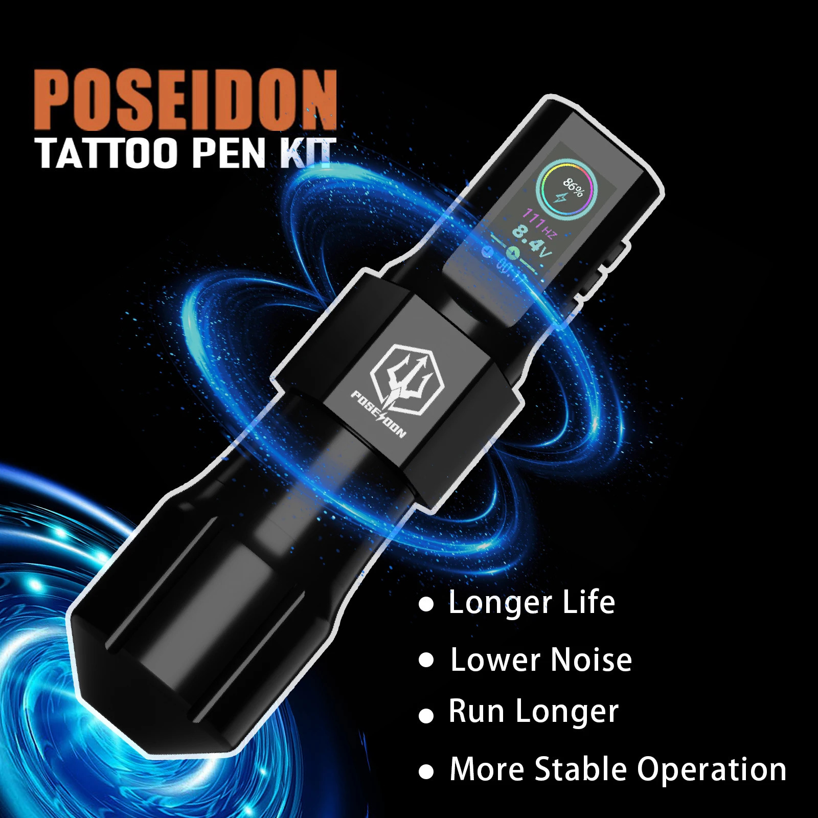 Tattoo Kit POSEIDON Cool Tattoo Pen Kit for Permanent Makeup Tattoo Machine Tattoo Kit Wireless Tattoo Power Tattoo Gun Kit 241112
