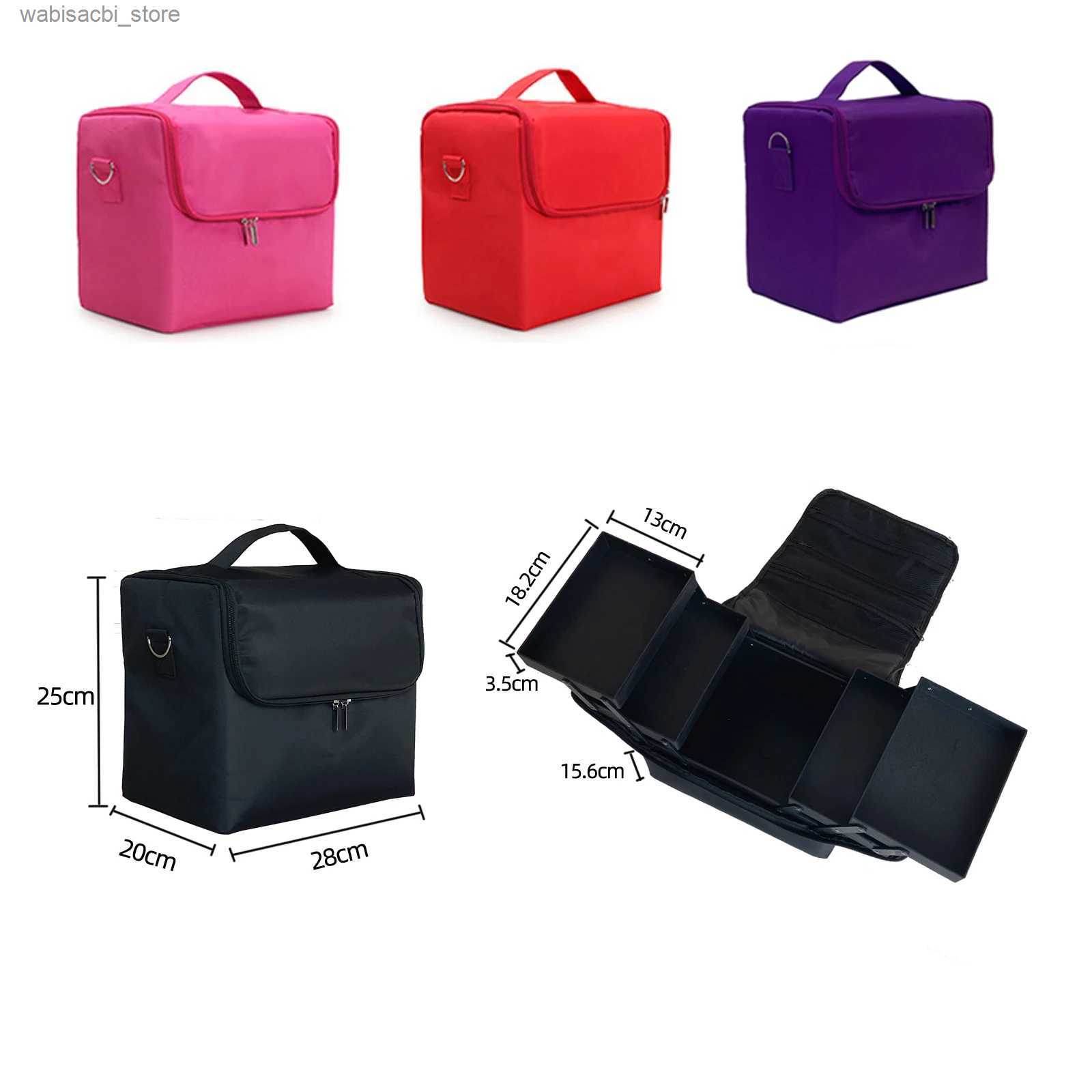 Cosmetic Bags Multilayer Clapboard Cosmetic Bag Case Beauty Salon Tattoos Nail Art Tool Bin Women Makeup Organizer Large Capacity Bag L49