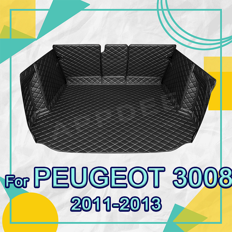 Auto Full Coverage Trunk Mat For PEUGEOT 3008 2011-2013 12 Anti-Dirty Leather Car Boot Cover Pad Interior Protector Accessories 11901