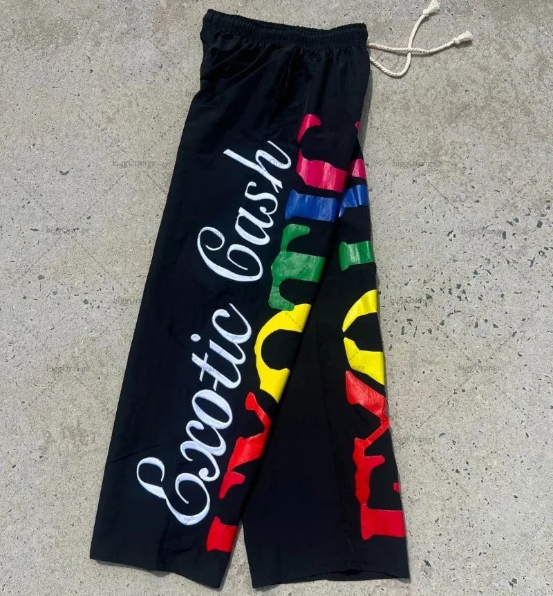 Punk Style Letter Print Loose Casual Pants Harajuku Retro Colorful Oversized Sweatpants Hiphop Trend Streetwear Men Joggers 241112
