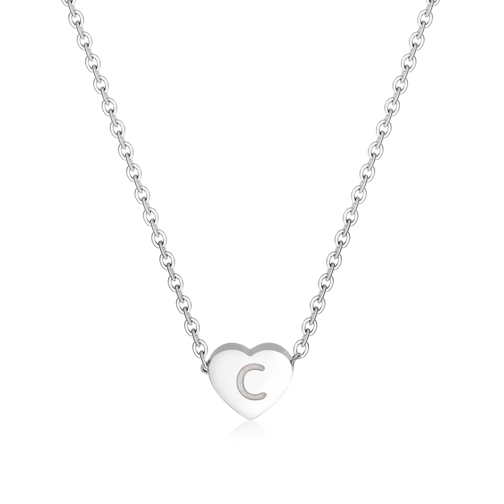 Amaxer Heart-shaped Alphabet Necklace A To Z 26 Letters Initial Necklaces For Women Pendant Gifts Jewelry f733d