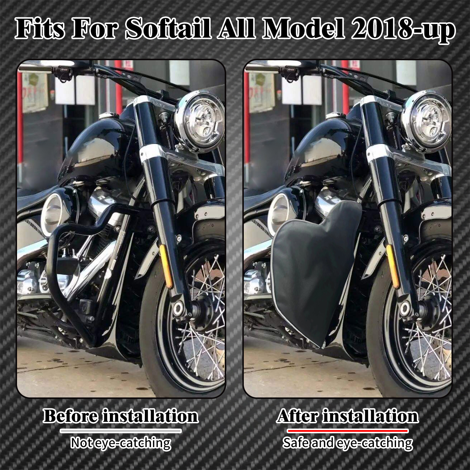 Motorcycle Soft Lowers Chaps Engine Guard Cover Leg Warmer Bag Waterproof For Harley Softail Breakout Fat Boy Slim FXDB 2018-23