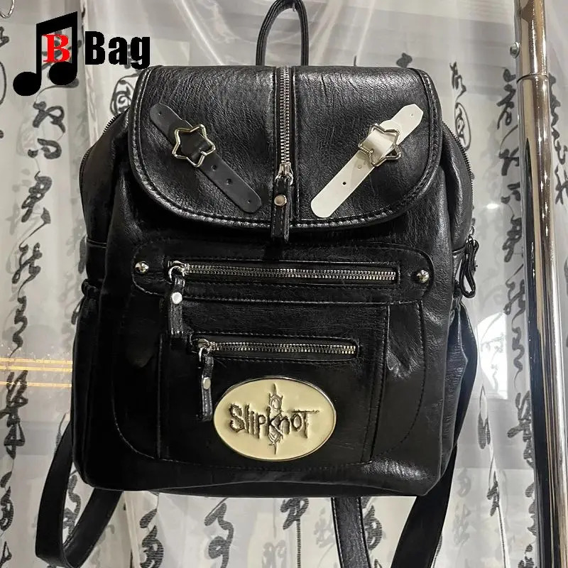 Y2K Gothic Womens Punk Handbag Harajuku Retro Motorcycle Shoulder Leather British Feng Shui Laundry Backpack Handbag 241111