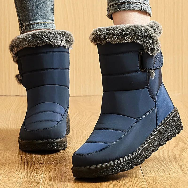 Womens Boots 2024 Trend Womens Winter Shoes Winter Boots Ankle Low Boots Botas Mujer Waterproof Snow Boots Fur Leather Shoes 241111