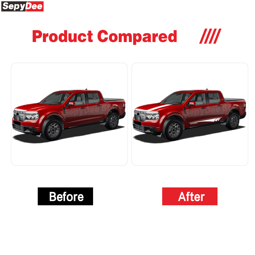 Racing Sport Pickup Truck Body Stripes Skits Vinyl Decal for Ford Maverick Hood Bonnet Door Side Sticker Car Accessories