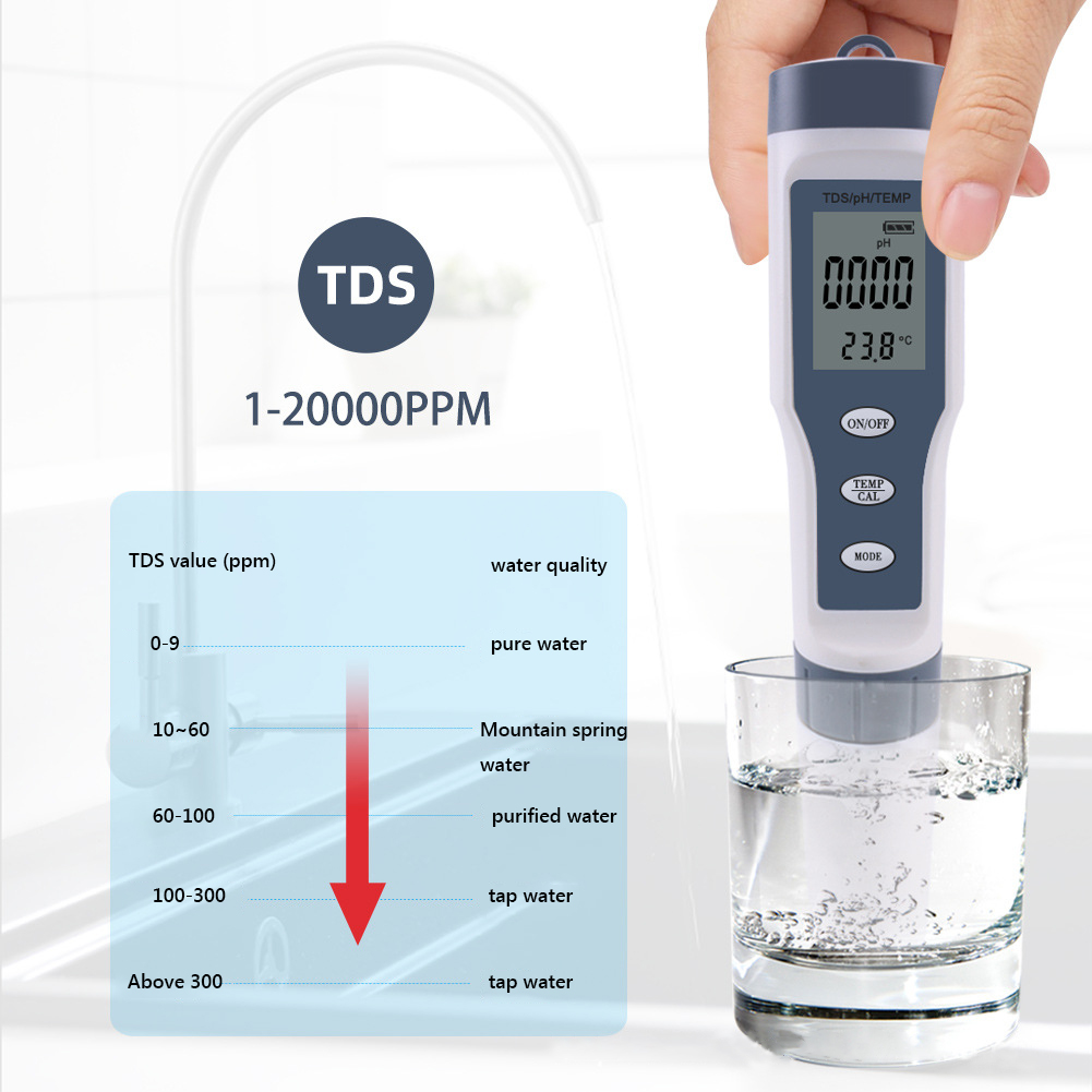 7 in 1 Digital Water Quality Tester Drinking Water PH TDS Meter Salinity S.G Temperature EC Meter for Pool Aquariums PH Test Pen