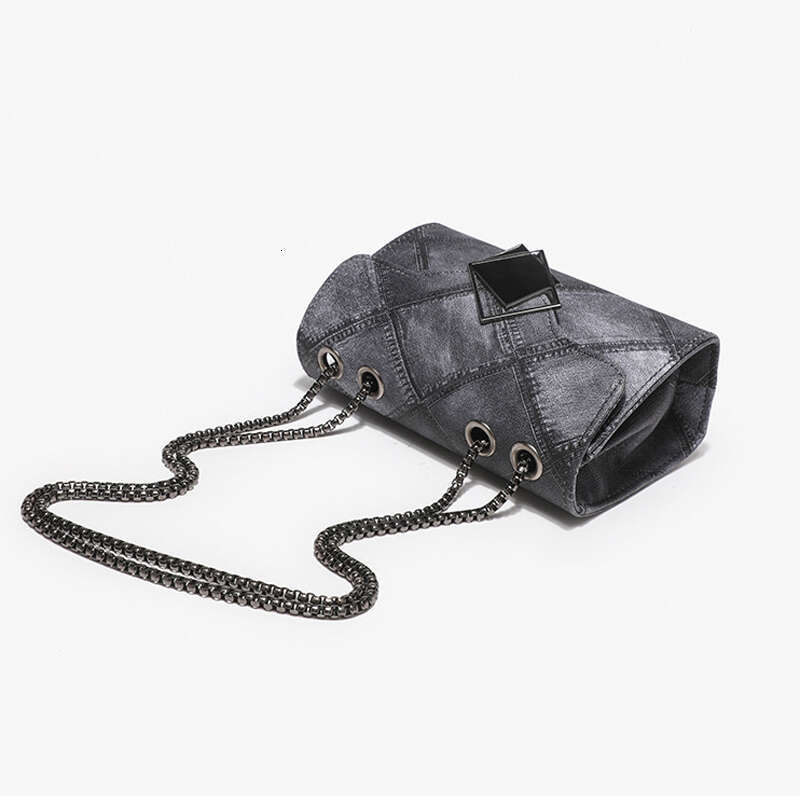 2024 new water ink denim simple chain crossbody dia check emed small square bag with single shoulder