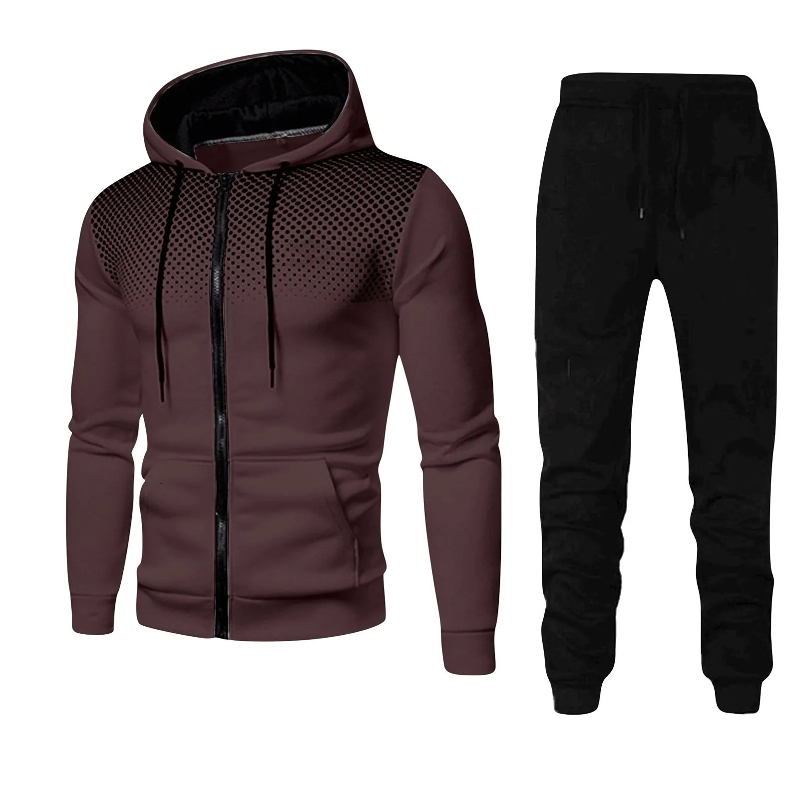 Autumn Mens Hoodies Sweatshirts 2 Piece Set Sportwear Tracksuit Long Sleeve Zipper JacketsHigh Waist Sweatpant Oversize 241111