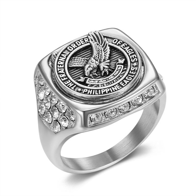 Hip Hop Stainless Steel Eagle Casting Ring Titanium Steel Gold Plated Jewelry