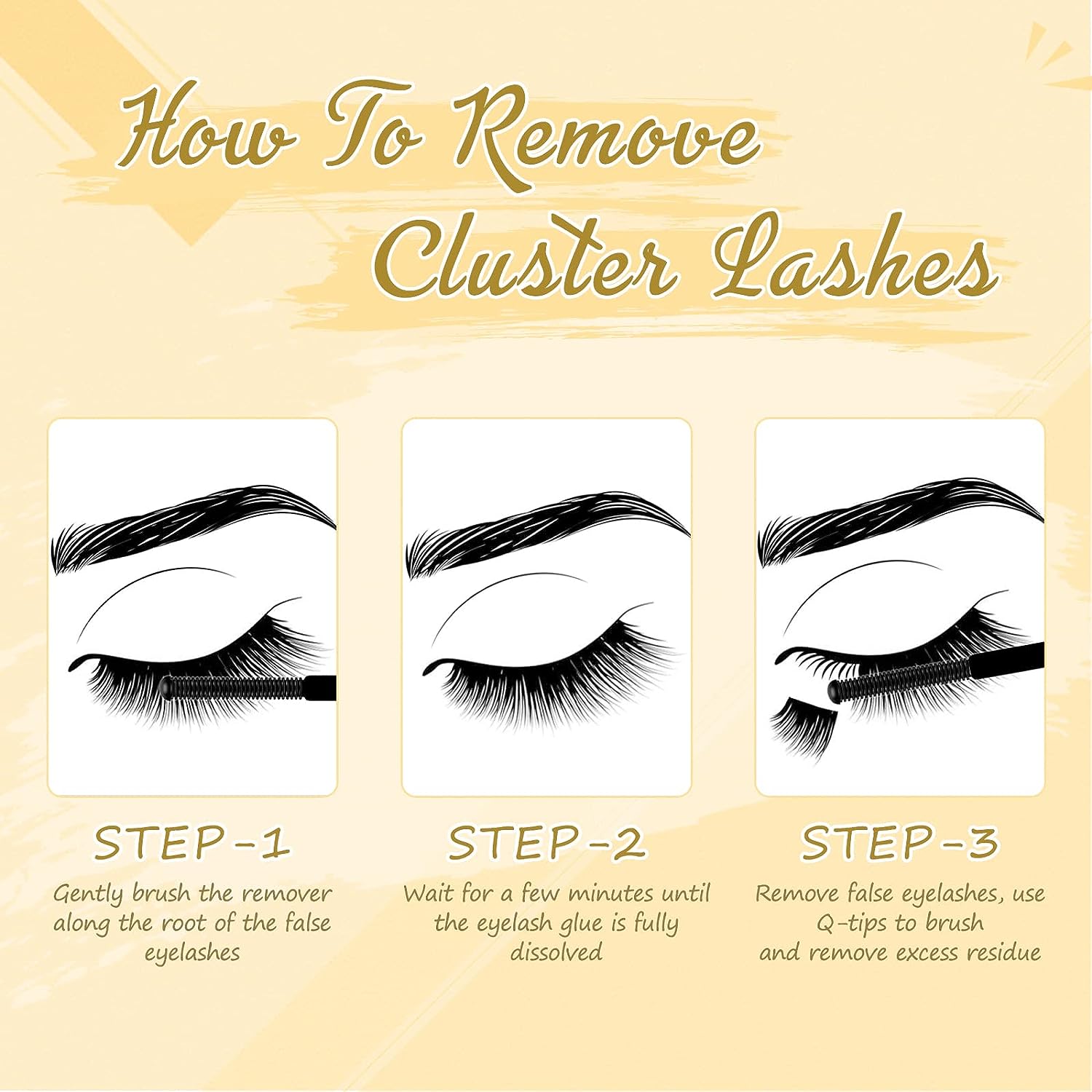 Quewel Lashes Kit 144Pcs DIY Cluster Lashes Faux Mink Lash Bond and Seal Glue Waterproof Lash Glue Remover Golden Lashes Tweezer a8cfc 5 a1fab