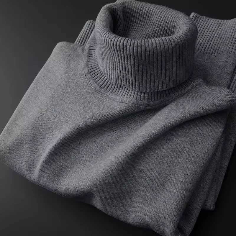 High end fashion turtle neck sweater mens winter new item solid color Korean version loose casual warm knit sweater W2411111
