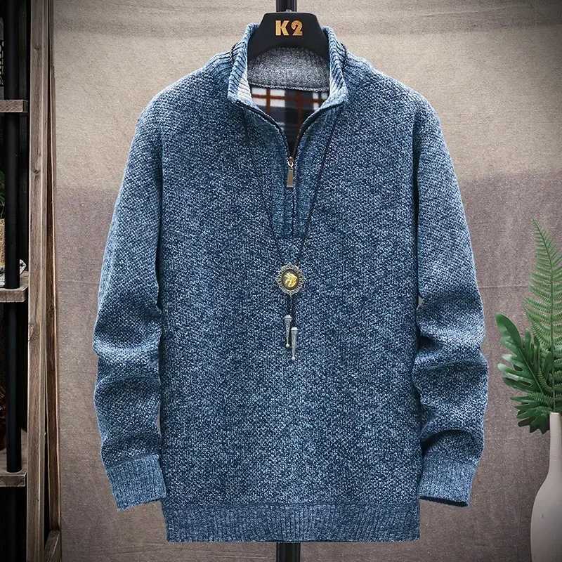 Autumn mens thick wool drawstring sweater half zipper drawstring mens sportswear zipper drawstring mens jacket W2411111