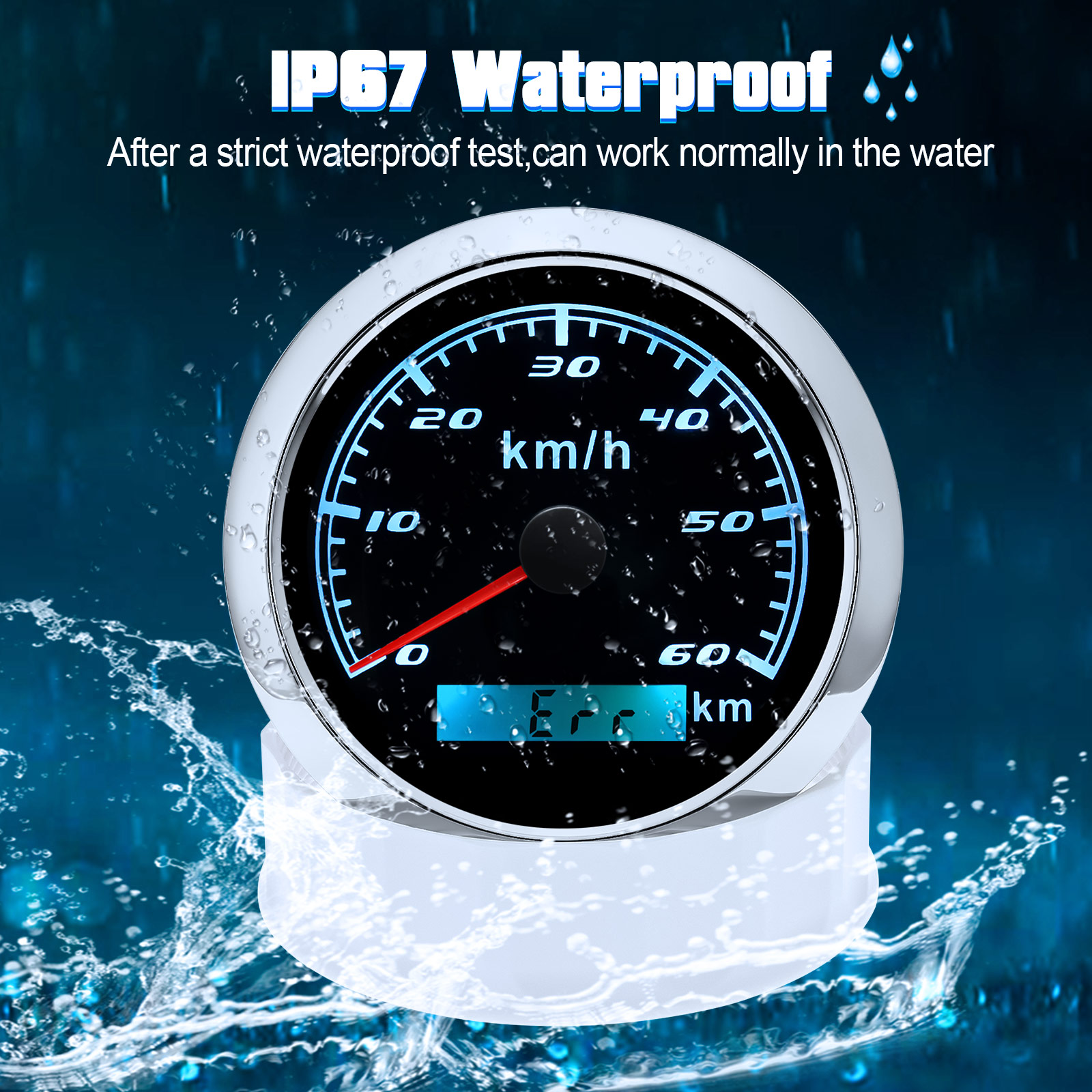 Universal 85mm Speedometer Digital Gauge 30 60 120 200 KMH Odometer For Marine Boat Car ATV With GPS Antenna Red Backlight