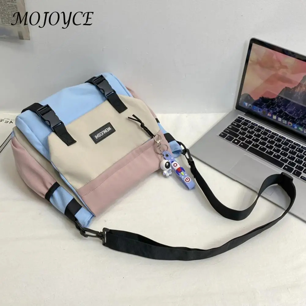 Unisex Student Messenger Bag Large Capacity Simple Postman Contrast Color Nylon Satchel for College Travel Business 241111