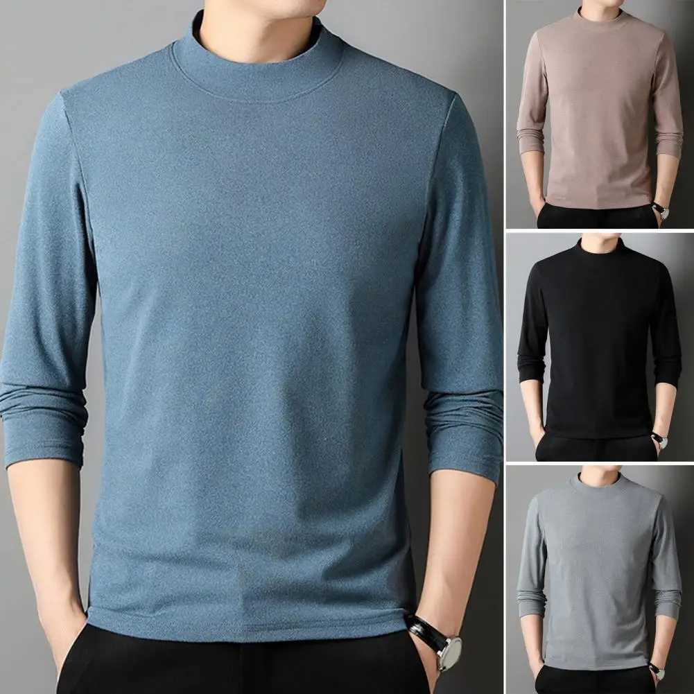 Mens top Basic turtle neck ultra-thin sportswear stylish and breathable warm long sleeved elegant top W2411111