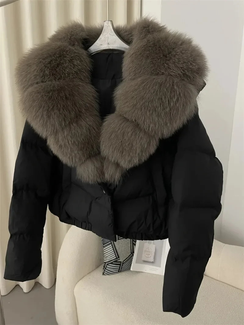 OFTBUY Natural Genuine Fox Fur Coat for Womens Autumn and Winter 90% White Duck Down Jacket Feather Short Coat Thick and Warm 241112