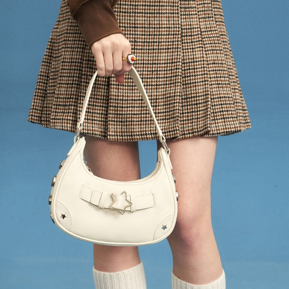 Bags Makeup Lipstick Bags Rivet Half-Moon Shape Cosmetic Bags Korean Purse Wallets Y2k Style Handbags Women Shoulder Bags Star