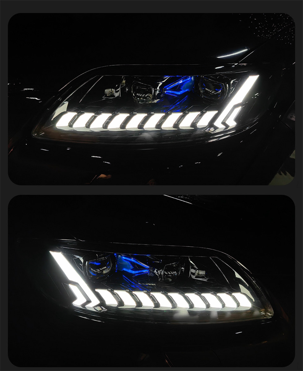 Auto Headlights for AUDI Q7 2006-20 15 LED High Beam Laser Lens LED DRL Running Water Turn Signal Lamp