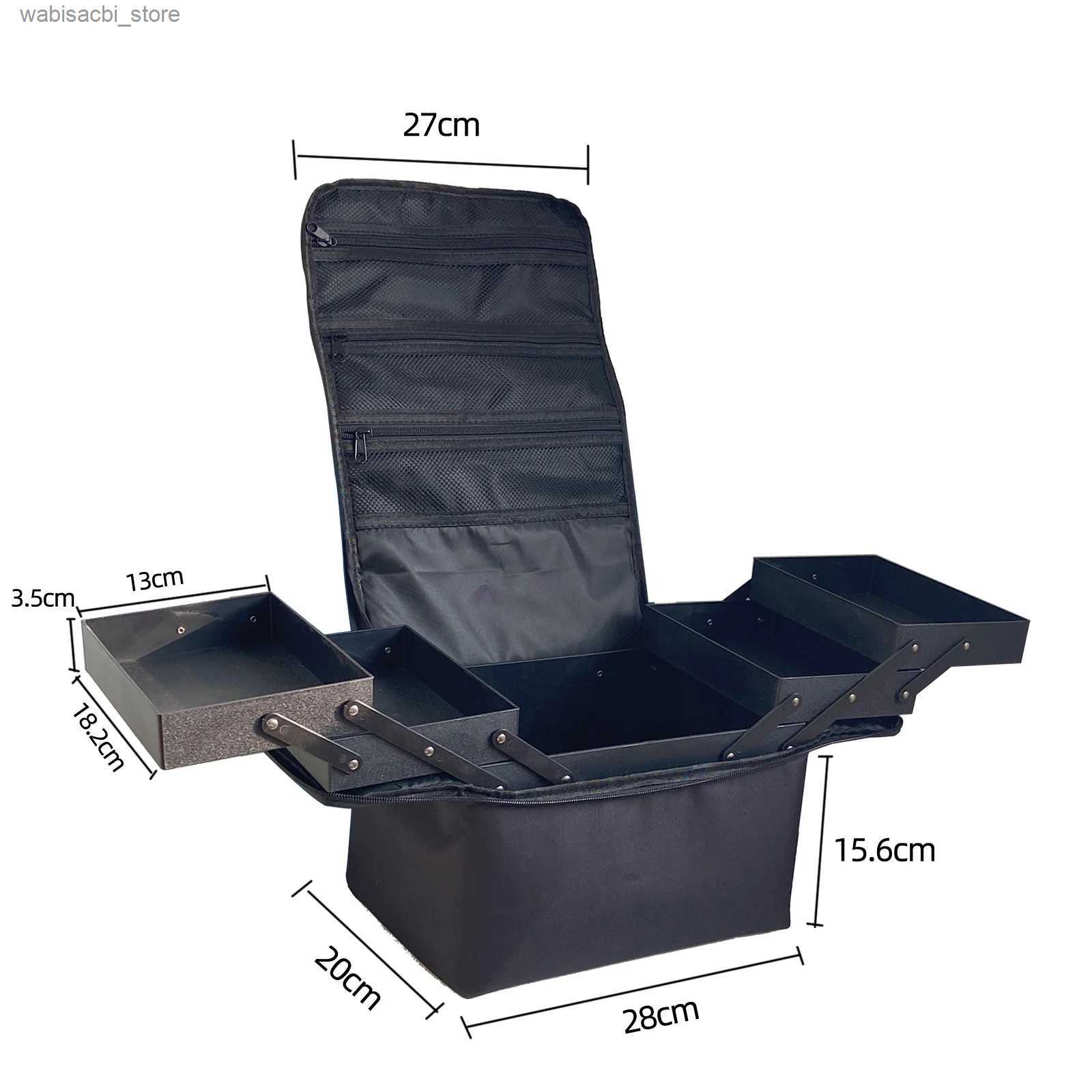 Cosmetic Bags Multilayer Clapboard Cosmetic Bag Case Beauty Salon Tattoos Nail Art Tool Bin Women Makeup Organizer Large Capacity Bag L49