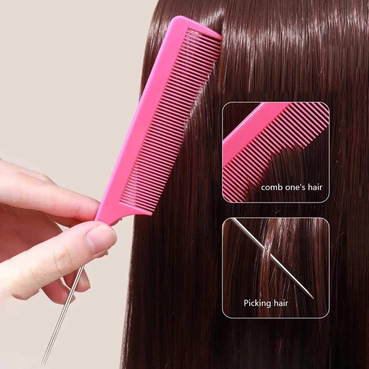 PCS Professional Tail Comb Salon Hairdressing Styling Stainless Steel Hair Comb Anti static Dye Comb Hairdressing Styling Tool W241112